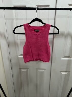 Kendall & Kylie Bright Pink Ribbed Cropped Tank